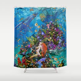 A Mermaid in Poseiden's Realm Shower Curtain