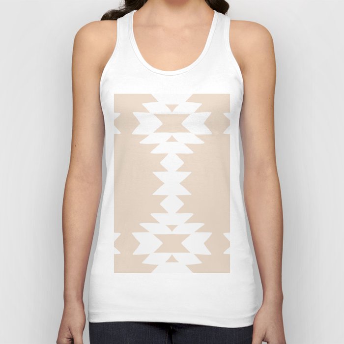 Geometric Southwestern Minimalist Pattern White Sand Tank Top