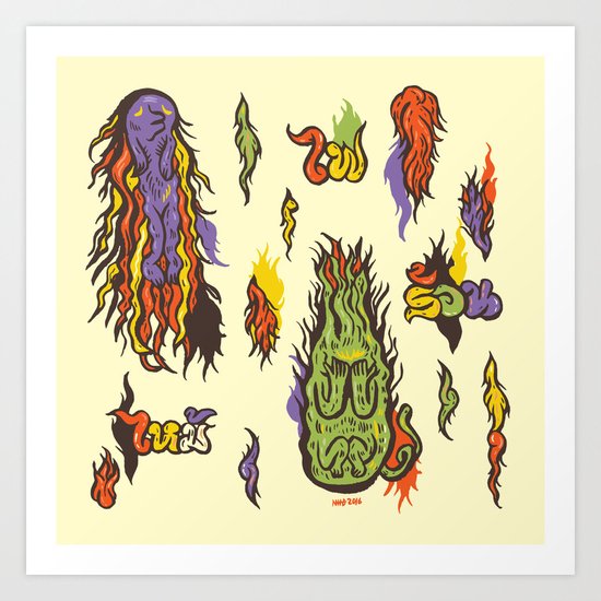 Fire monsters Art Print