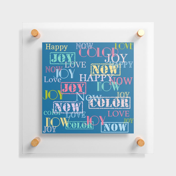 Enjoy The Colors - Colorful typography modern abstract pattern on navy blue color Floating Acrylic Print