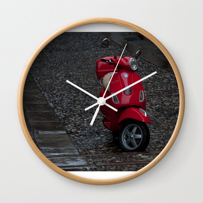 Red Vespa Wall Clock