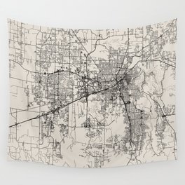 USA, Huntsville - Black and White Map -  Wall Tapestry