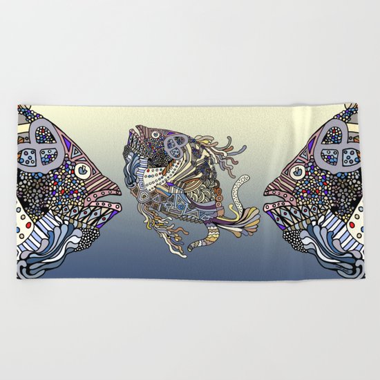 Dragon Fish (Color) Beach Towel