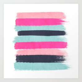 Abstract minimal painted stripes pattern basic nursery gender neutral decor gifts Art Print