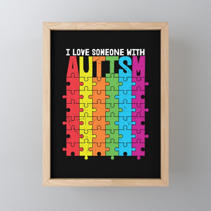 I Love Someone With Autism Framed Mini Art Print