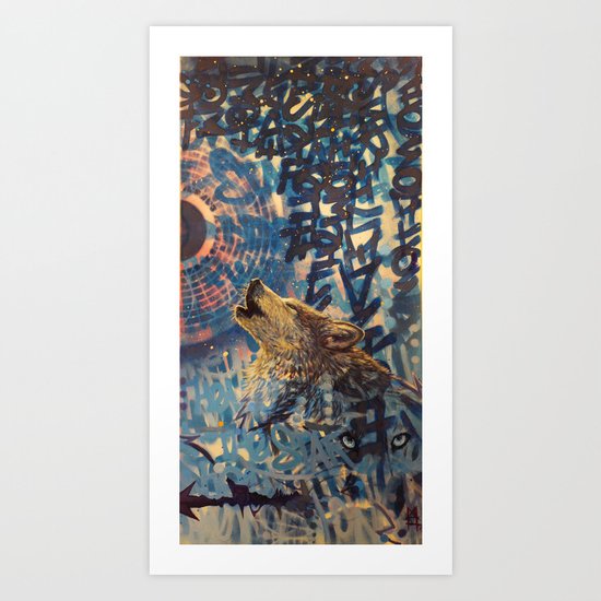 THE WOLF HOWLED AT THE STAR FILLED NIGHT Art Print