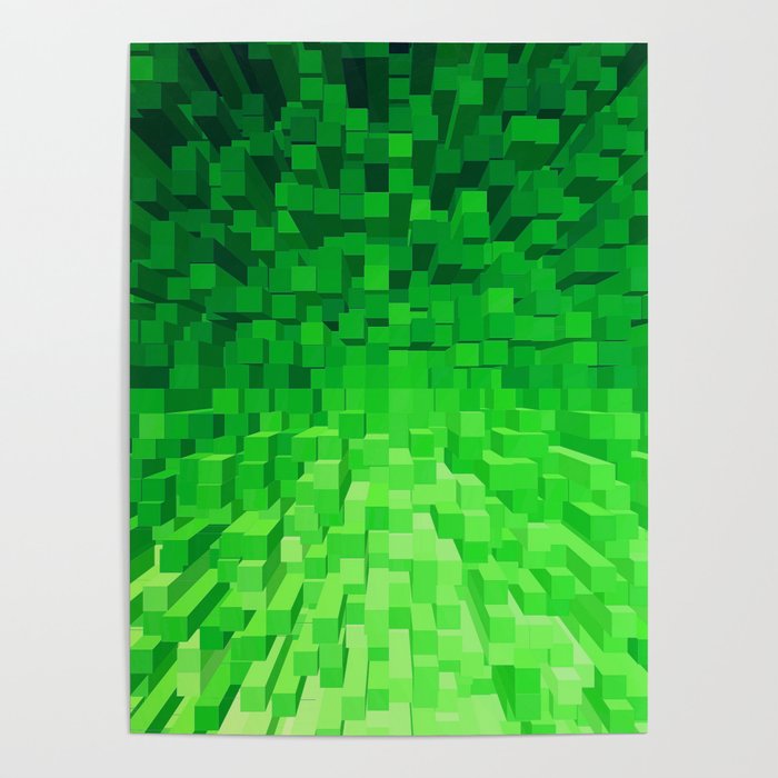 Green Pixelated Pattern Poster