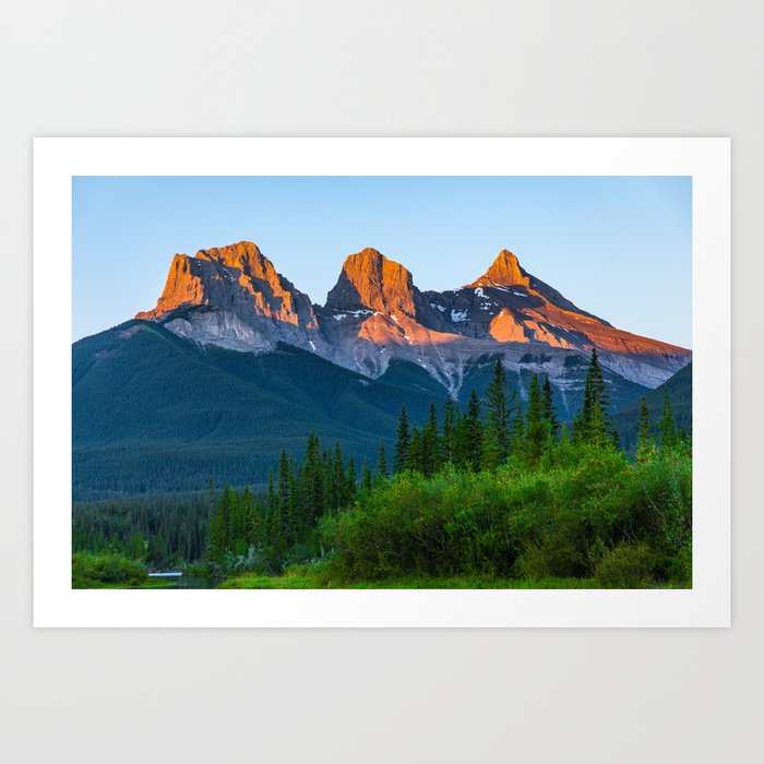 Three Sisters Mountains Art Print