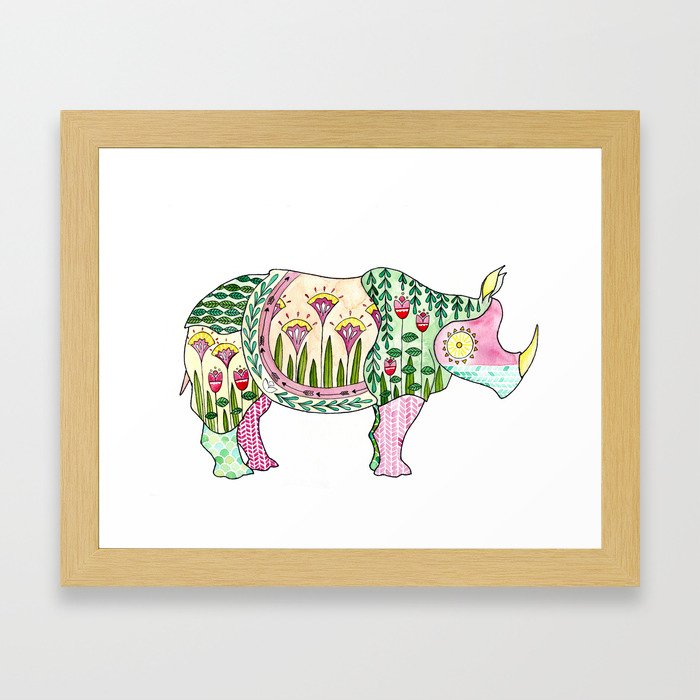 Floral Pattern Rhino Framed Art Print