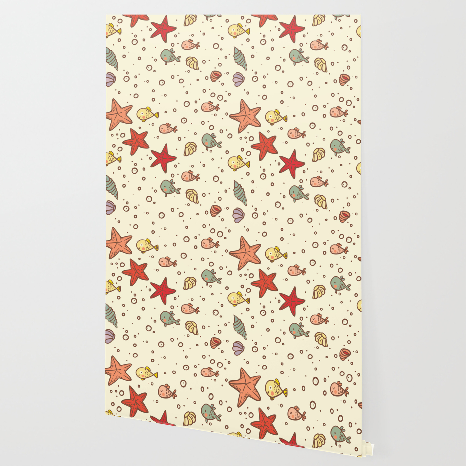 Cute Vintage Style Sea Life Seamless Pattern Wallpaper By Context