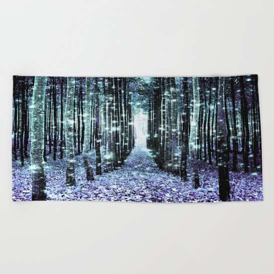 Magical Forest Lavender Aqua/Teal Beach Towel