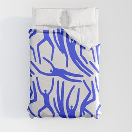 Abstract blue people body figure collage pattern Duvet Cover