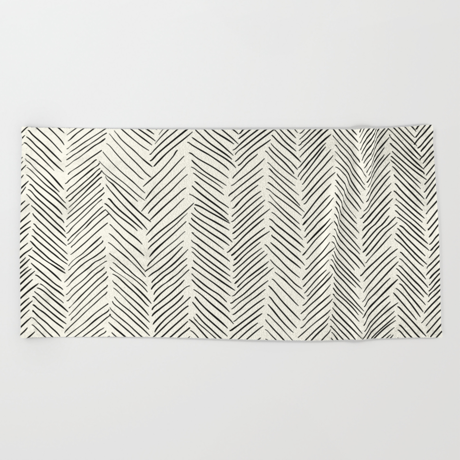 Society6 Herringbone Cream On Black by Simple Luxe by Nature Magick on Rectangular Pillow 