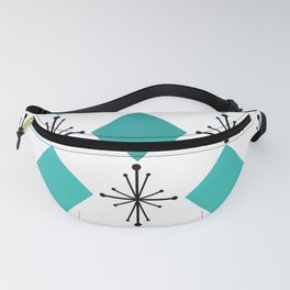 Atomic Age 1950s Diamonds Starbursts Turquoise Fanny Pack