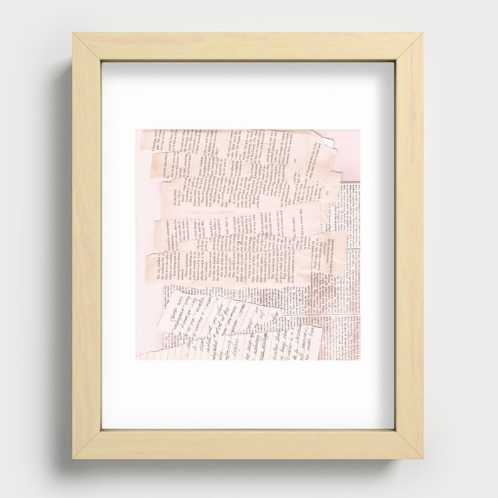 Book Worm Newspaper and type collage Recessed Framed Print