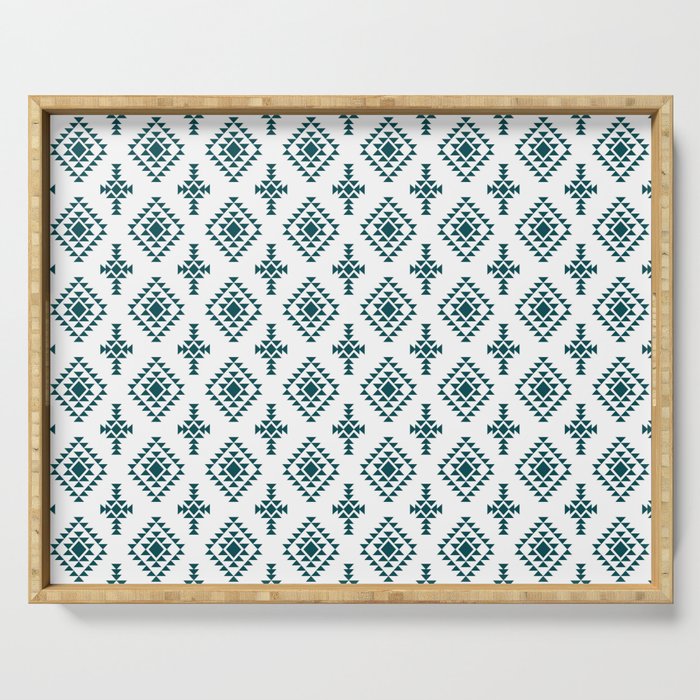 Teal Blue Native American Tribal Pattern Serving Tray