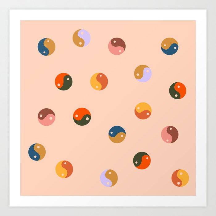 Peach Yin and Yang pattern  Art Print