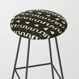 Merit Mud Cloth Forest Green and White Triangle Pattern Bar Stool