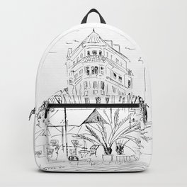 Varna sight Backpack | Vanya, Town, Vanyfair, Graphic, Black And White, Bulgaria, Ink, Palm, Drawing, Varna 
