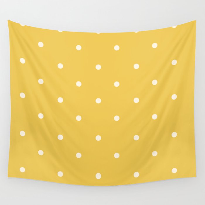 Mustard yellow polka dot ochre pattern print Wall Tapestry