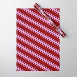 [ Thumbnail: Dark Red and Plum Colored Striped/Lined Pattern Wrapping Paper ]