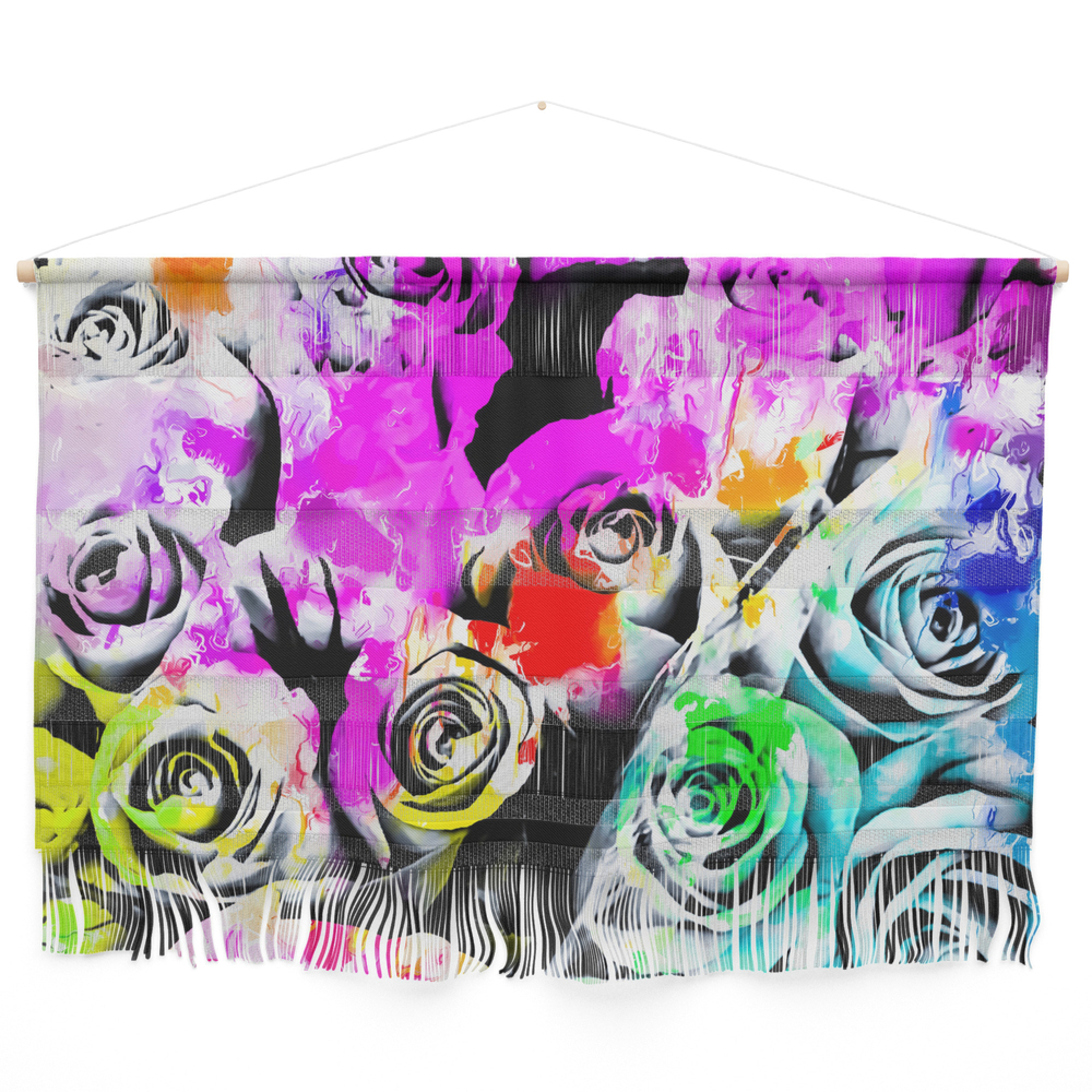 Rose Texture Abstract With Colorful Painting Abstract Background In Pink Blue Green Red Yellow Wall Hanging by timla