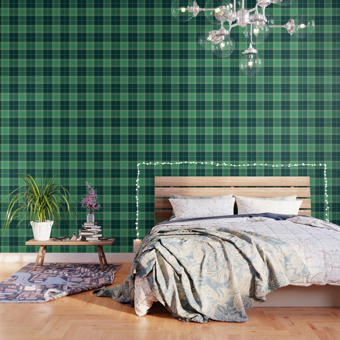 Green Square Pattern Wallpaper