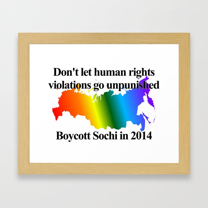 Boycott Sochi - Rainbow Flag Gradient Framed Art Print