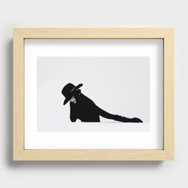 Smooth criminal; woman in all black and a black hat fashion & glamour female black and white photograph - photography - photographs Recessed Framed Print