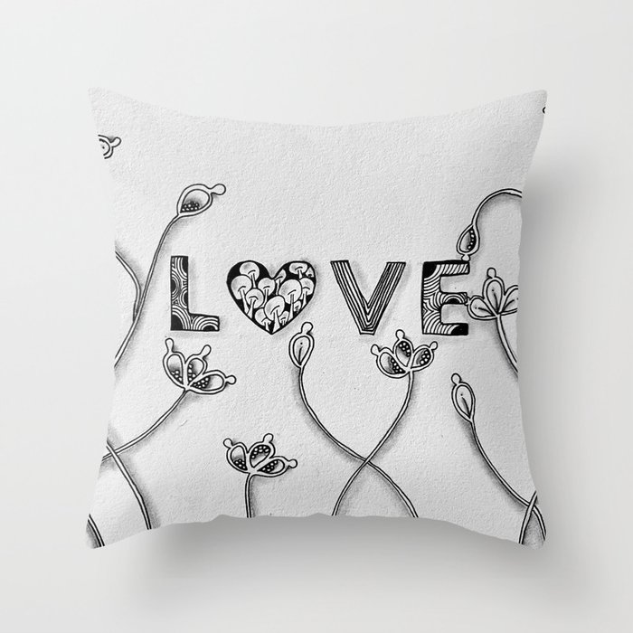 Botanical Love small font Throw Pillow