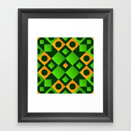Green, Black & Orange Color Square Design Framed Art Print