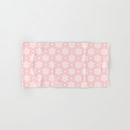 White Christmas Snowflakes pattern on Pastel Pink background Hand & Bath Towel
