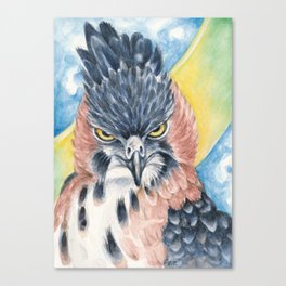Ornate Hawk Eagle Raptor Watercolor Art Canvas Print