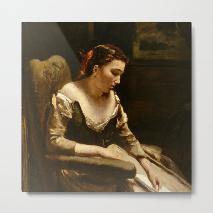 Jean-Baptiste-Camille Corot "The Letter" Metal Print
