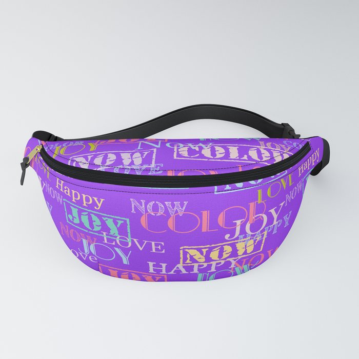 Enjoy The Colors - Colorful typography modern abstract pattern on purple color background  Fanny Pack