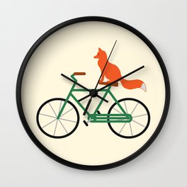 Fox Riding Bike Wall Clock