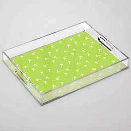 Apple Green And White Doodle Palm Tree Pattern Acrylic Tray