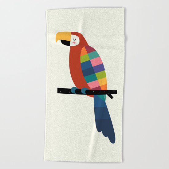 Rainbow Parrot Beach Towel