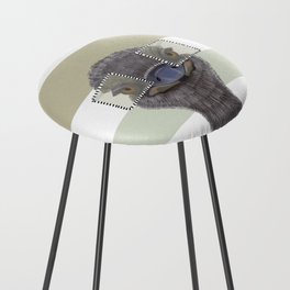 Funny Ostrich with Glasses on Stripe Pattern Counter Stool