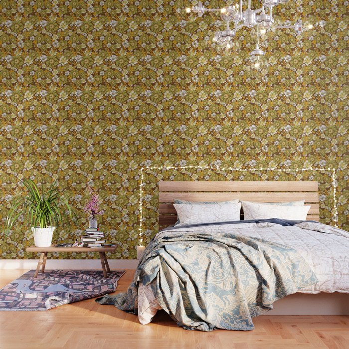 70s Retro Flower Power Boho Pattern Wallpaper By Chrissyink Society6