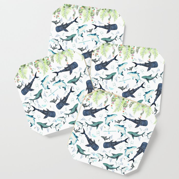 floral shark pattern Coaster