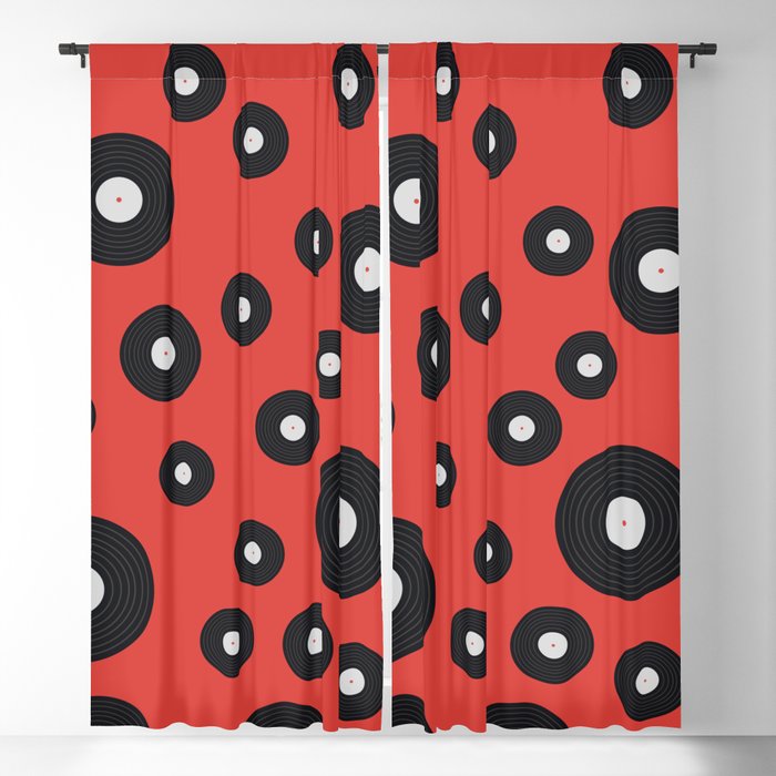 Red Vinyl Record  Blackout Curtain