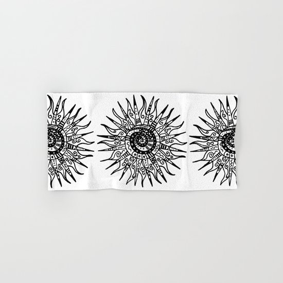 Sun Doodle black and white drawing Hand & Bath Towel