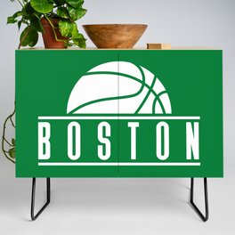 Boston basketball modern logo green Credenza