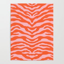 Zebra Wild Animal Print Orange and Pink Poster