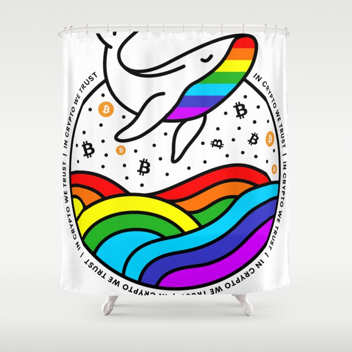 Rainbow Crypto Whale In Crypto We Trust Shower Curtain