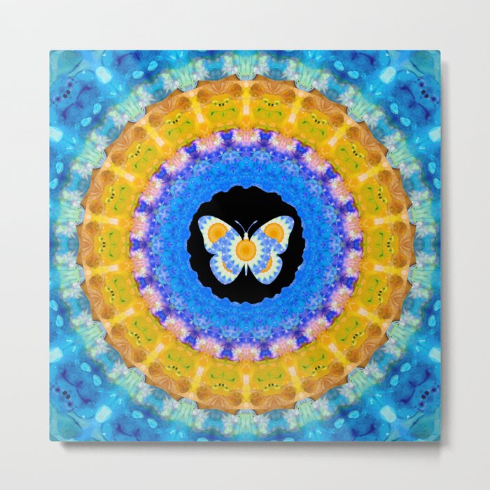 Freedom - Colorful Butterfly Mandala Art - Sharon Cummings Metal Print