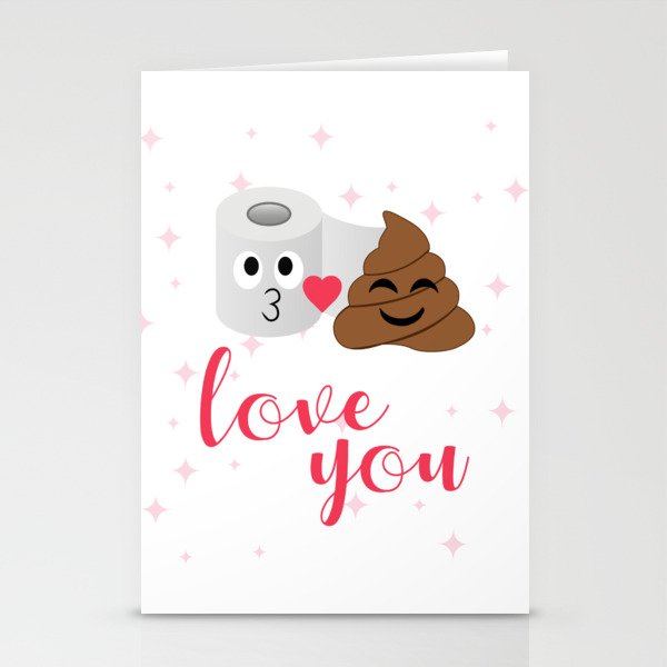 Poop and toilet tissue couple in romantic mood Stationery Cards