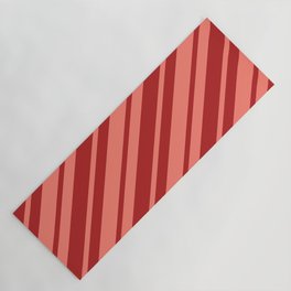 [ Thumbnail: Red and Salmon Colored Lines/Stripes Pattern Yoga Mat ]