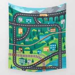 Road Map Wall Tapestry